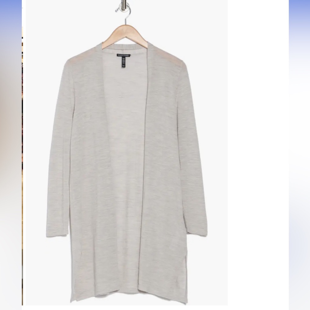 NWT Eileen Fisher Open Front Merino Wool Cardigan - Picture 2 of 3